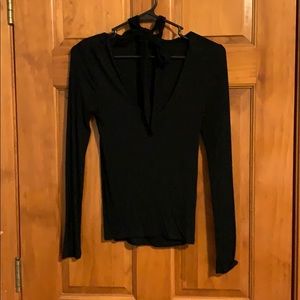 Express long sleeve, ties around the neck